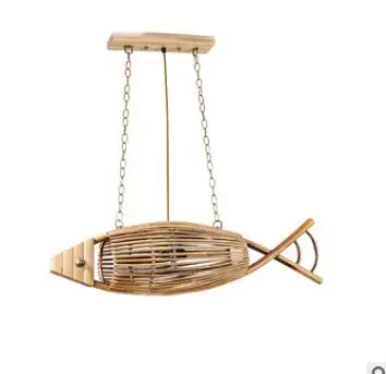 Креативная люстра в форме рыбы для ресторана кофейни фермы Бамбуковая