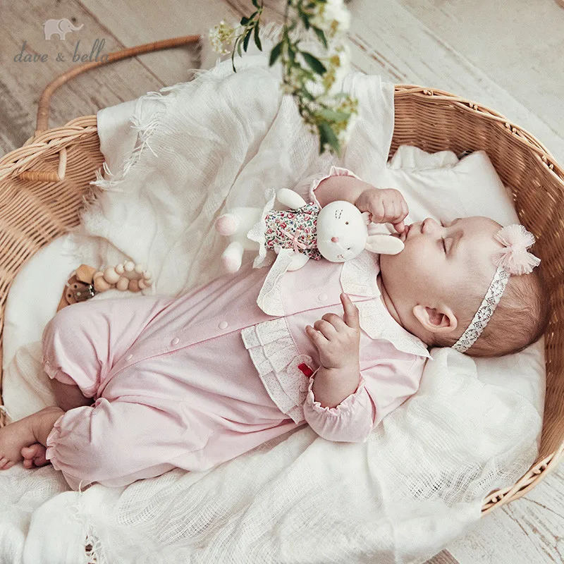 DBH10833 Dave bella/модные однотонные комбинезоны для новорожденных девочек одежда