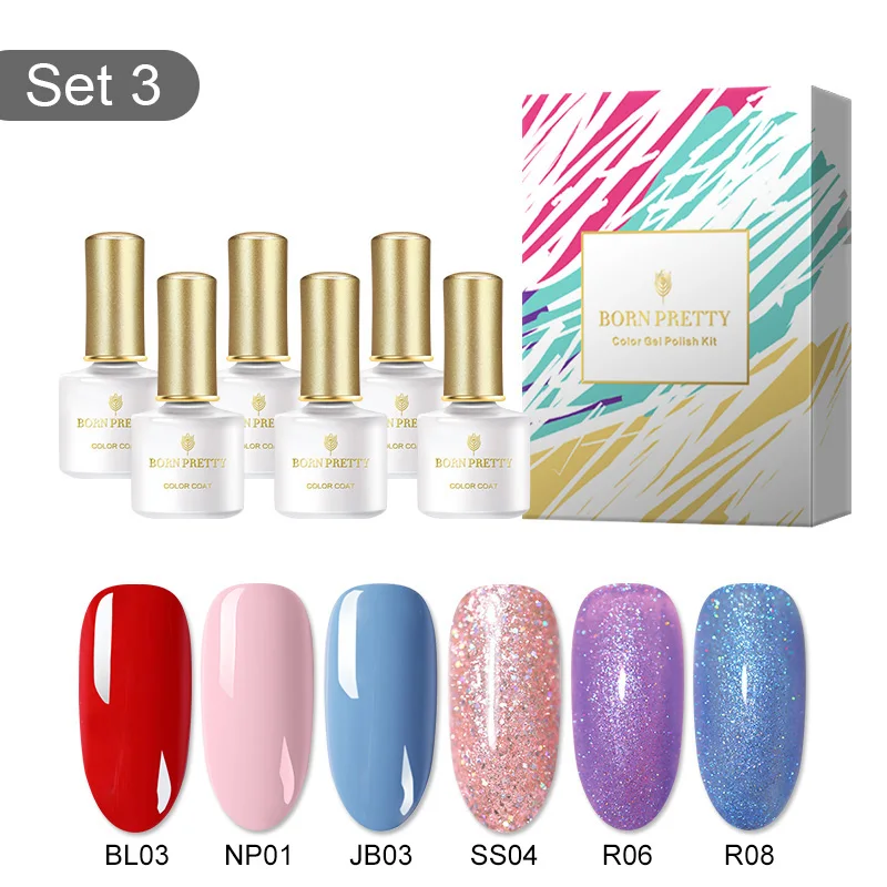 Set 3 Гель-лак для ногтей BORN PRETTY, 6 бутылочек, кошачий глаз, термо меняющий цвет, Гель-лак для ногтей, впитывающий УФ-лак для ногтей - Цвет: Set 3