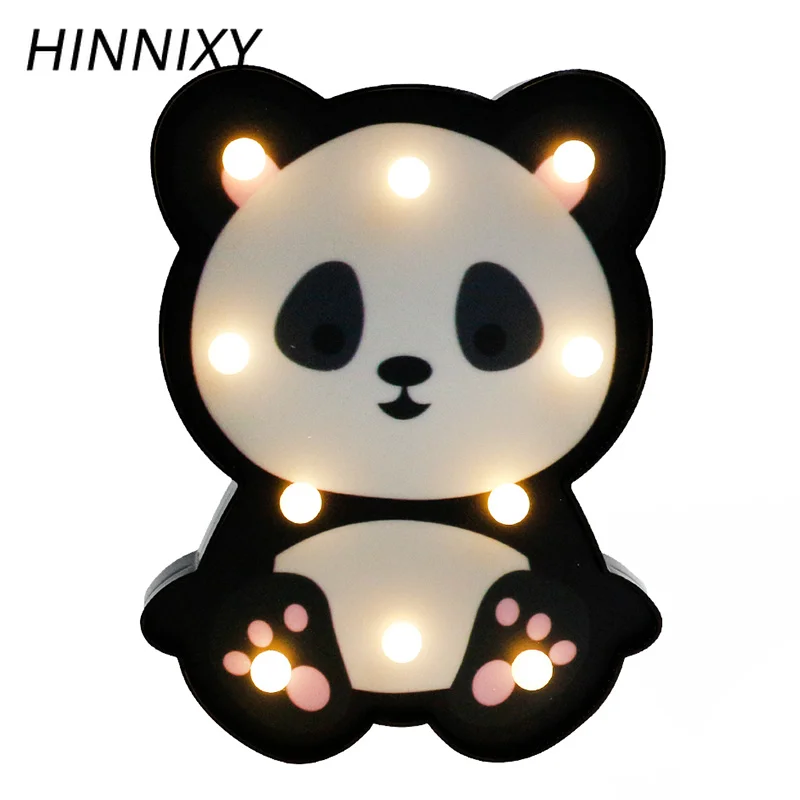 Hinnixy LED 3D милое животное ночное освещение панда Лев енот форма украшения детской