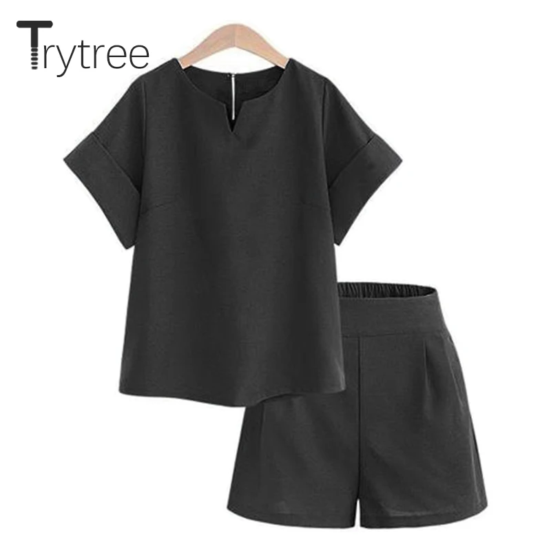 Женский однотонный костюм Trytree повседневный комплект из двух предметов топ и