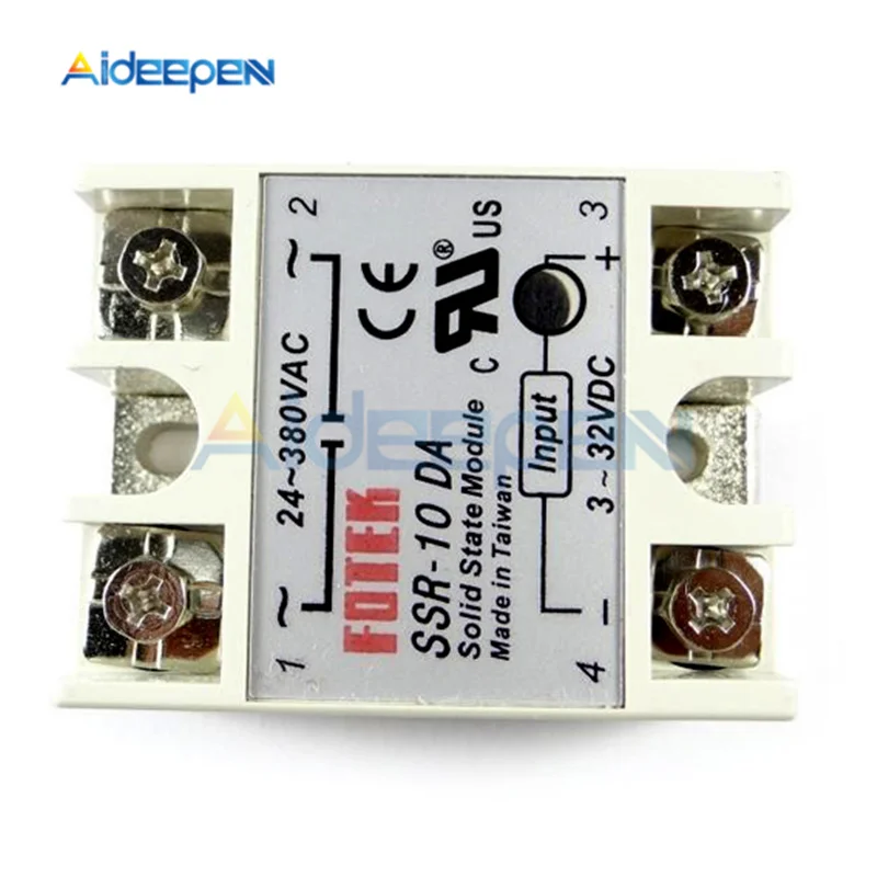Однофазное твердотельное реле SSR-10DA 25DA 40DA 50DA 60DA SSR-10AA 25AA 40AA 60AA 100AA DC/AC AC/AC с белым