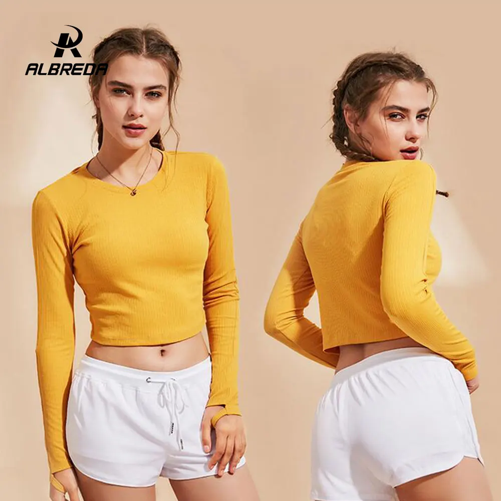 ALBREDA Для женщин спортивная рубашка для йоги дышащие кроссовки тренировки одежда