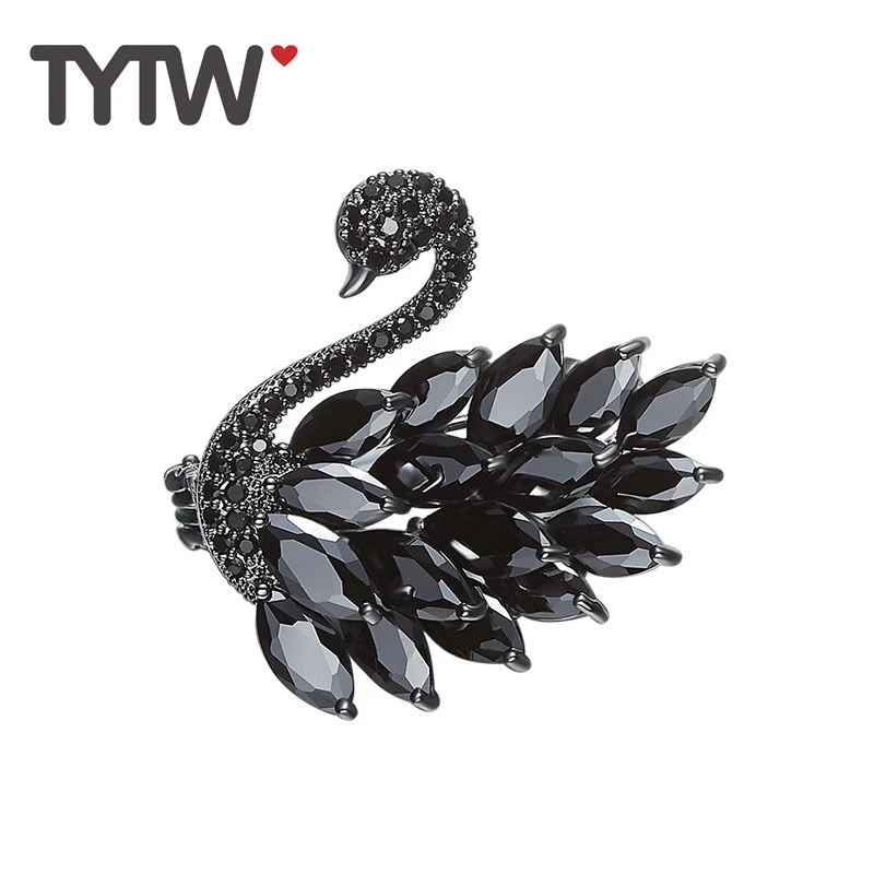 TYTW Высококачественная Женская Брошь в виде лебедя с кубическим цирконием