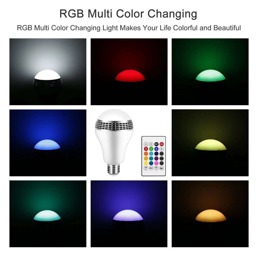 Bluetooth Смарт-динамик светильник E27 LED белый + RGB лампа цветная Музыка Аудио