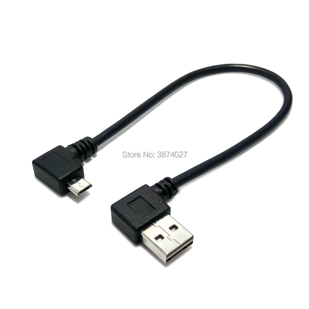 25 см левый правый угол 90 градусов USB 2 0 штекер на Micro 5 контактов двусторонний