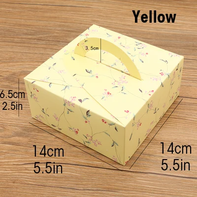 Yellow 10 шт бумажная формочка упаковка ручки подарок на день рождения коробка упаковка для свадьбы дома вечерние день рождения Маффин упаковка для тортов - Цвет: Yellow