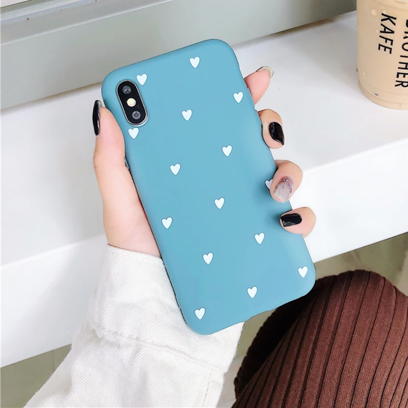 MYSUN Hot Case For iPhone XS Max XR 6 6S 7 8 Plus Full Body Soft TPU Blue & Pink Heart Phone Back Cover Cases Bags Gift |
