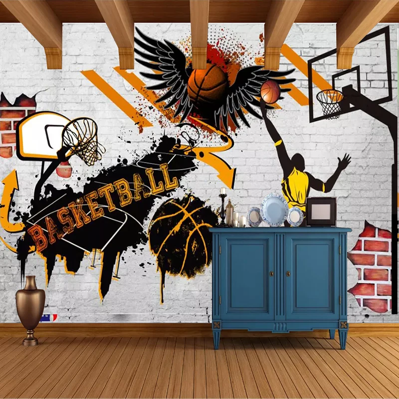 Пользовательские 3D настенные фрески обои Баскетбол плакат фото фон для стен