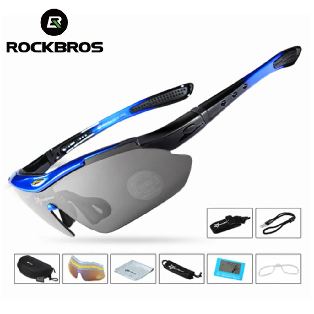 ROCKBROS, поляризационные спортивные мужские солнцезащитные очки, для езды на велосипеде, унисекс, MTB, для езды на велосипеде, защитные очки, 5 линз