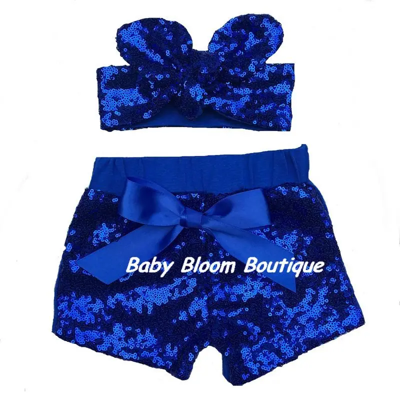 Летние танцевальные шорты с блестками и повязкой на голову для маленьких девочек