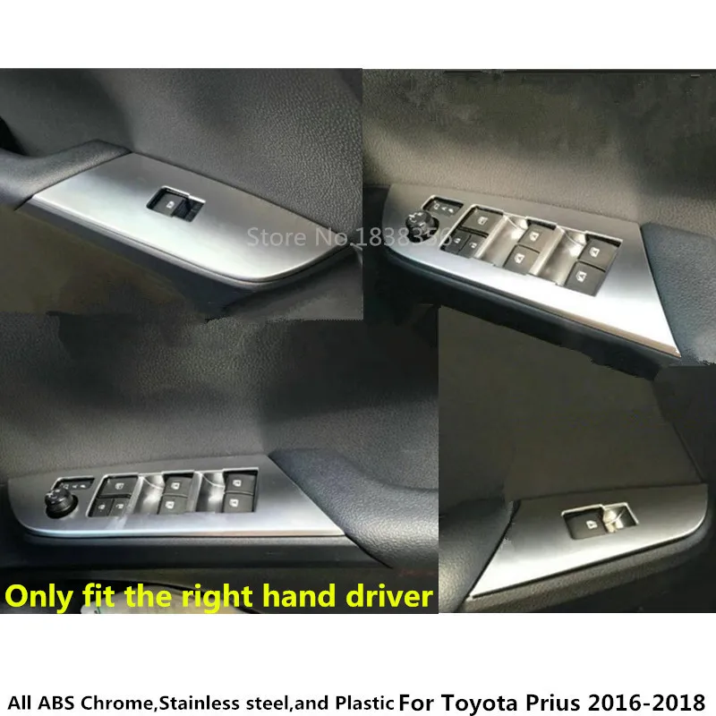 

For Toyota Prius 2016 2017 2018 Car Sticker Inner Door Window Glass Switch Panel Cover Trim Lift Frame Armrest Handrail 4pcs