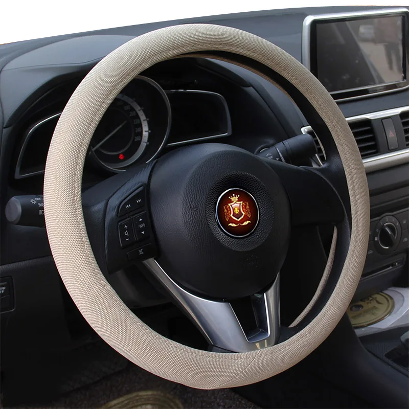 Flax Braided Car Steering Wheel Cover Breathable Non-slip Auto Covers 15 inches 38 cm Universal Fits Most Styling | Автомобили и
