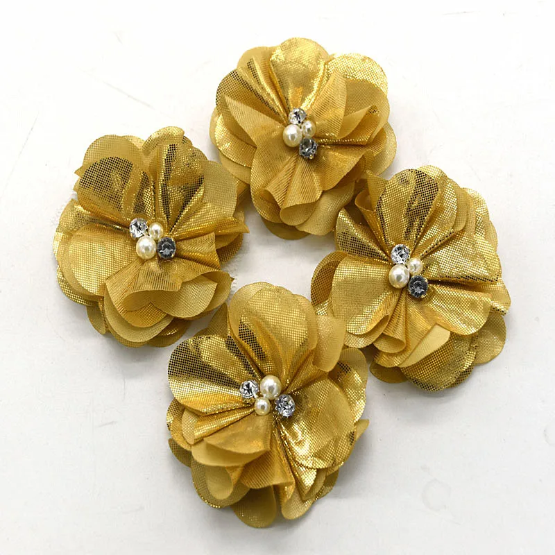 30 pcs/lot 3'' shabby shiny flower with pearl and rhinestone headband headwear accessories | Аксессуары для одежды