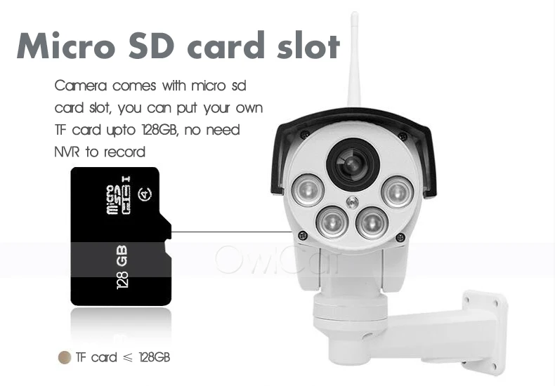 OwlCat 5x 10x оптический зум HD 5MP sony 335 PTZ WiFi ip-камера Беспроводная пуля наружная с TF SD картой 128 Гб Видео Аудио Микрофон ИК
