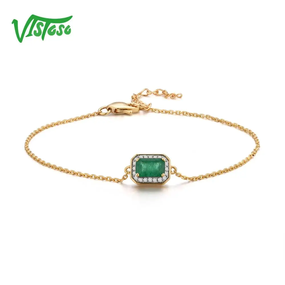VISTOSO 14 K W/Y золотые браслеты для Леди Необычные восьмиугольник синий/розовый