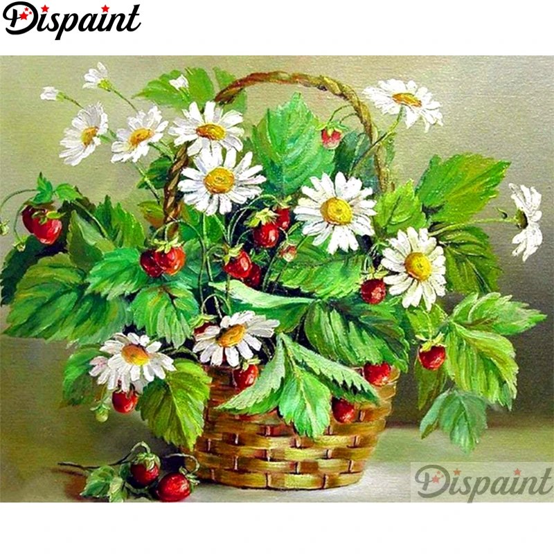 Картина из страз &quotбелый цветок&quot квадратная/круглая сделай сам Dispaint A10793 | Дом и