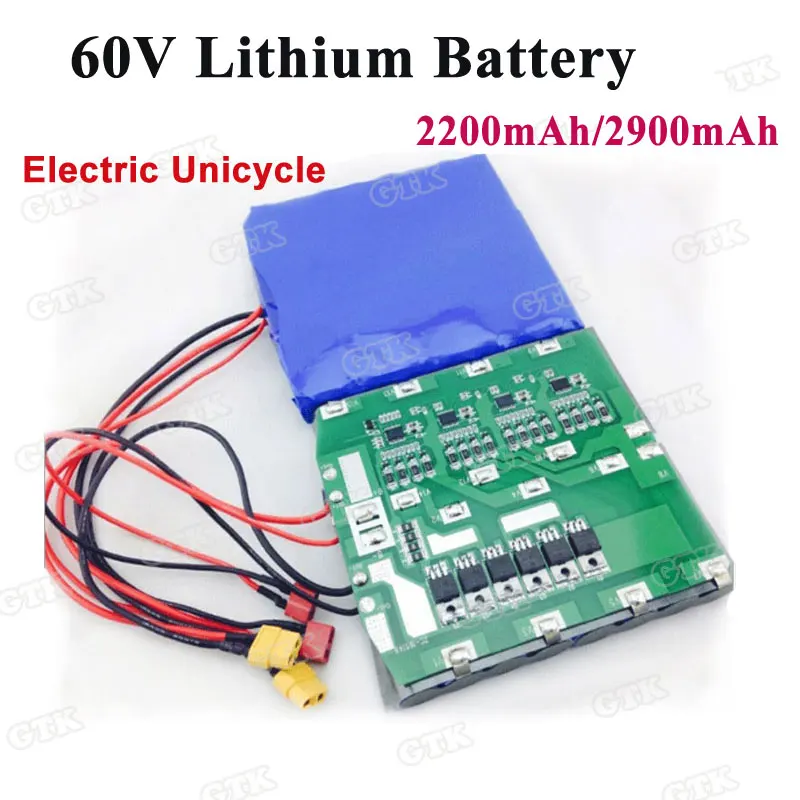 Подгонянный 60V 2200mah 132wh 2900mah 174Wh 16S1P литий-ионный аккумулятор Встроенный BMS для электрическая тачка Unicycles скейтборд