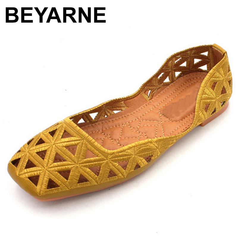 BEYARNENew/летние туфли Женские удобные балетки на плоской подошве Дышащая
