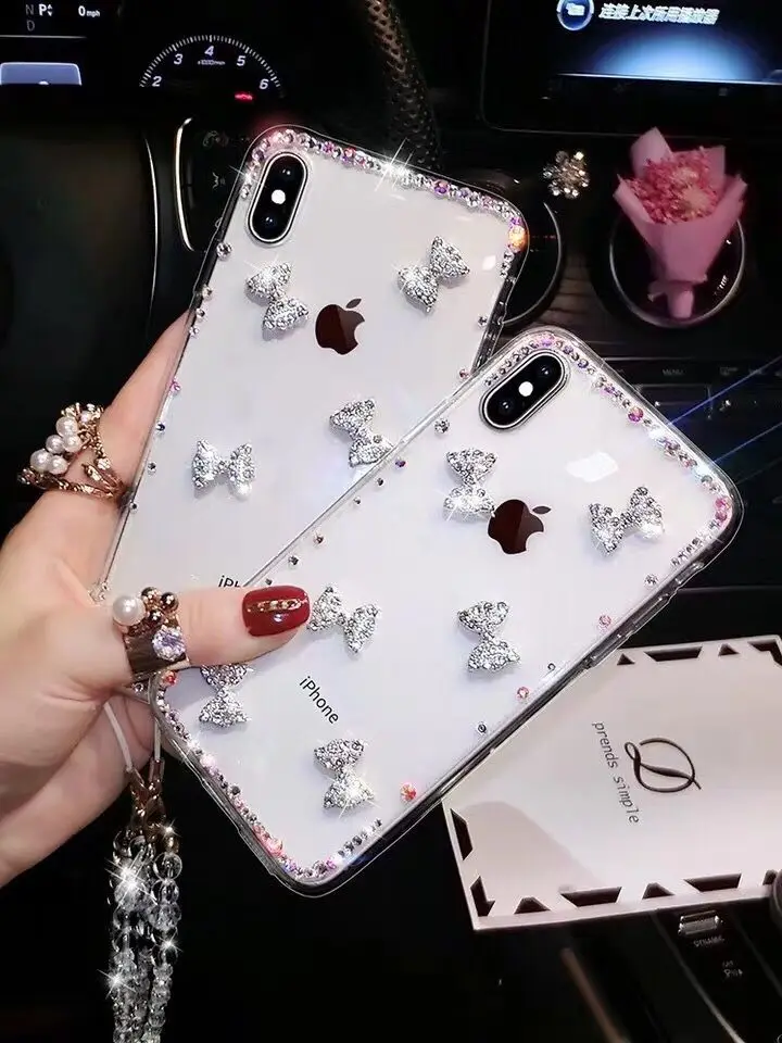 ORYKSZ Fashion Jewelled Glitter Phone Case For iphone XS Max XR X 7 6S 6 8 Plus Cases Silicon Soft Back Cover |