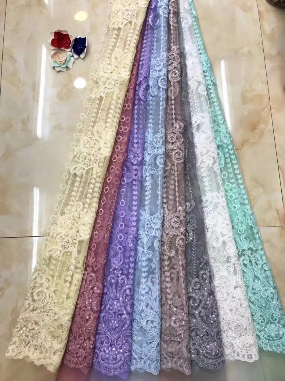 Nigerian Lace Fabrics High Quality Lace African Cord Lace Fabric Mint Green French Tulle Lace Fabric For Wedding Dress X11