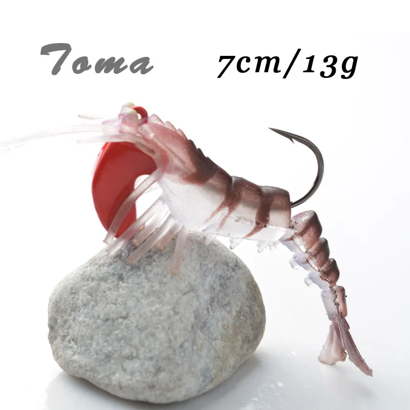 TOMA, 1 шт., мягкие приманки для ловли креветок, искусственные приманки для креветок, 7 г/13 г/19 г, Мягкая приманка, бионическая приманка с весом свинца и крючком - Цвет: F