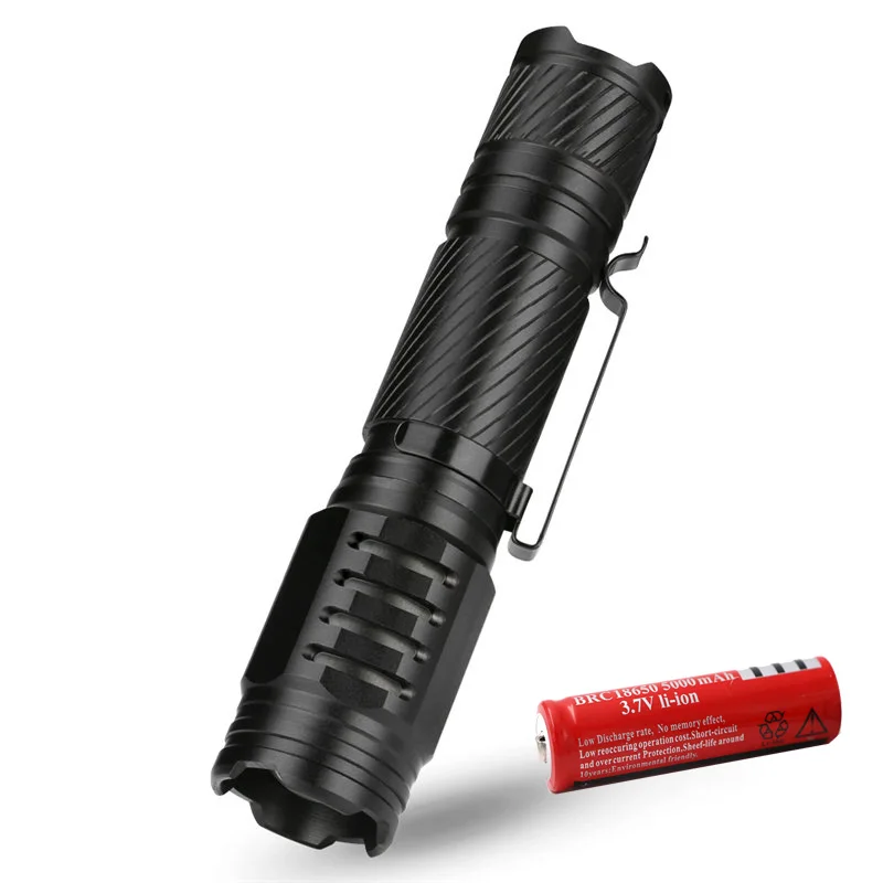 with Battery SANYI T6 светодиодный фонарь 3800LM походная лампа для самообороны тактическая лампа для ночной рыбалки и охоты - Испускаемый цвет: with Battery