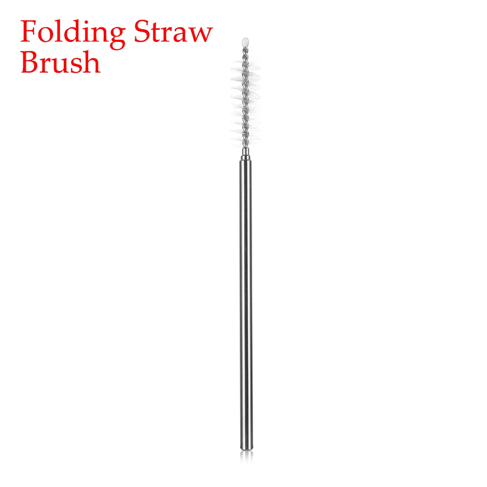 Folding Straw Brush 1 шт. многоразовая солома из нержавеющей стали металлическая складная солома переносная Складная барная щетка металлический напиток mate чайный бар аксессуары - Цвет: Folding Straw Brush