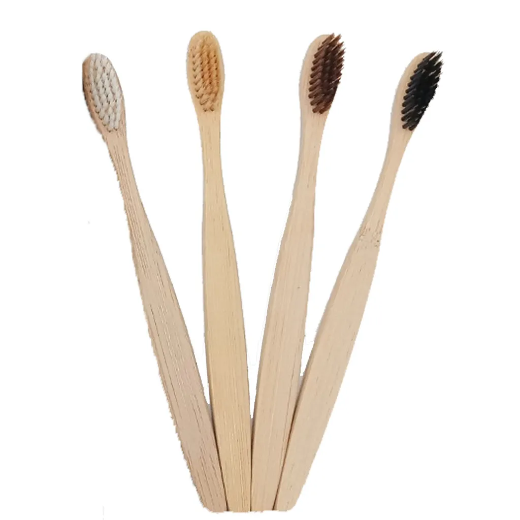 Зубная щетка для чистки зубов 4 шт./компл. Экологичная бамбуковая Мягкая зубная