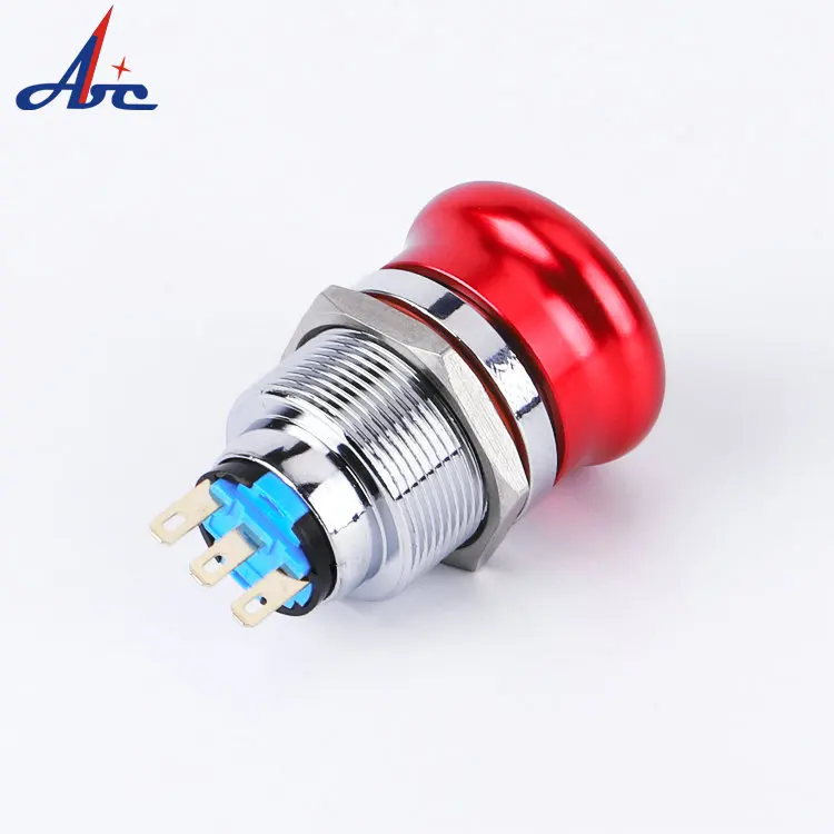 22 мм гриб Блокировка красный аварийный стоп логотип SPST/DPDT самоблокирующийся