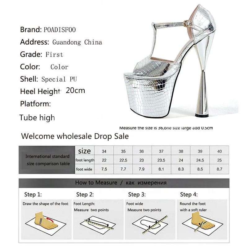 COWCOM/новые женские босоножки на очень высоком каблуке 20 см для ночного клуба обувь