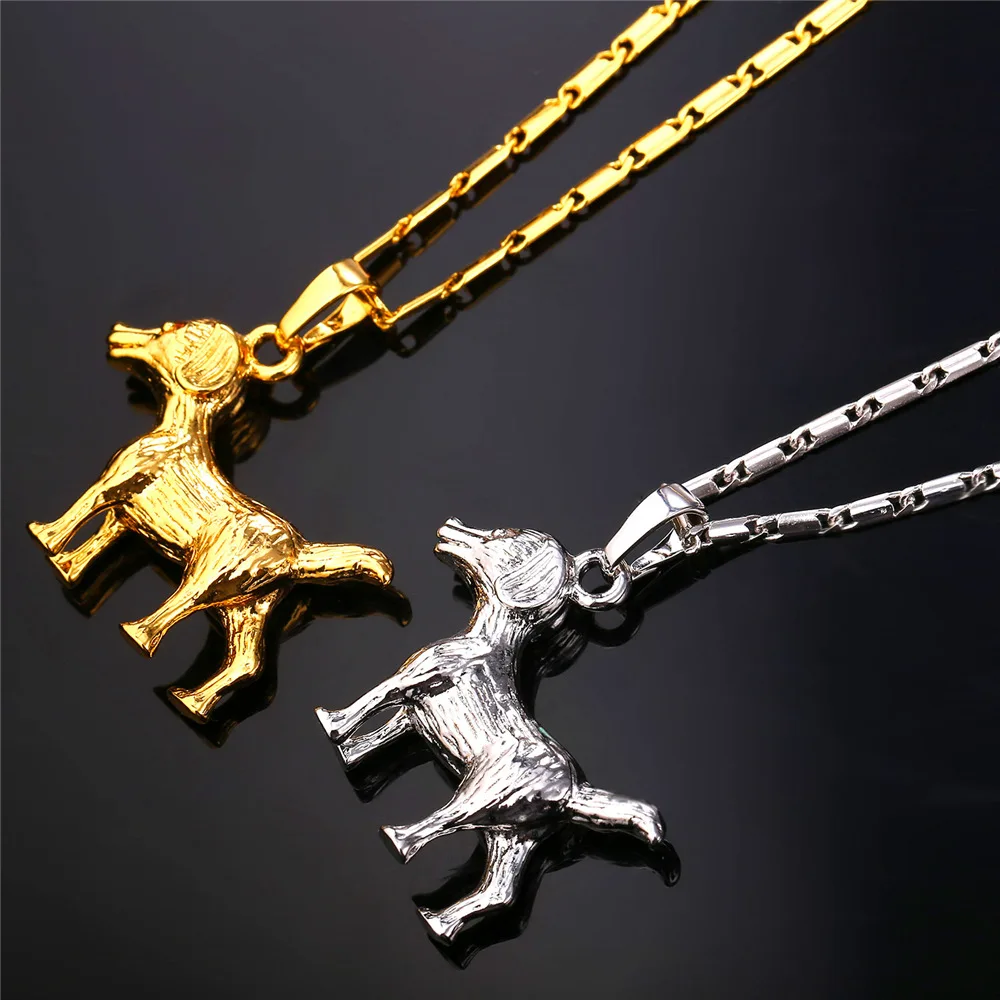 U7 Собака Кулон Ожерелье Для Мужчин Животное Ювелирные Изделия Подвеска на