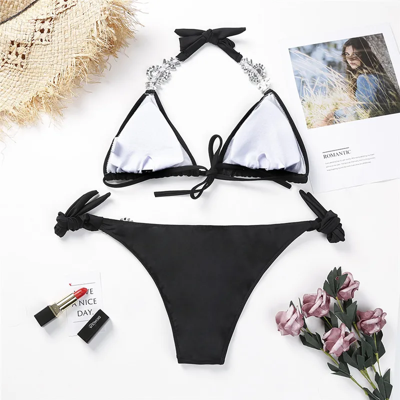 Бикини 2019 купальник со стразами Женский комплект бикини сексуальный пуш-ап