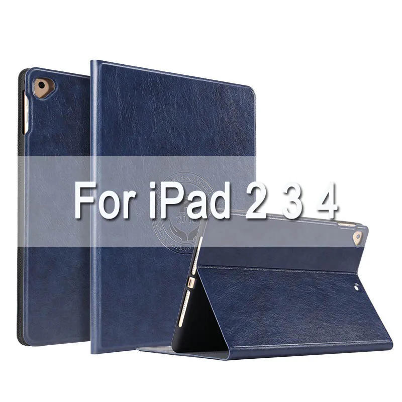 For ipad 234 Мягкая задняя крышка из искусственной кожи роскошные Бизнес Чехол-книжка Автоматический будильник Смарт Обложка для iPad mini 123 4 5 и iPad 2/3/4, для нового iPad 9,7 дюймов MacBook Air - Цвет: For ipad 234