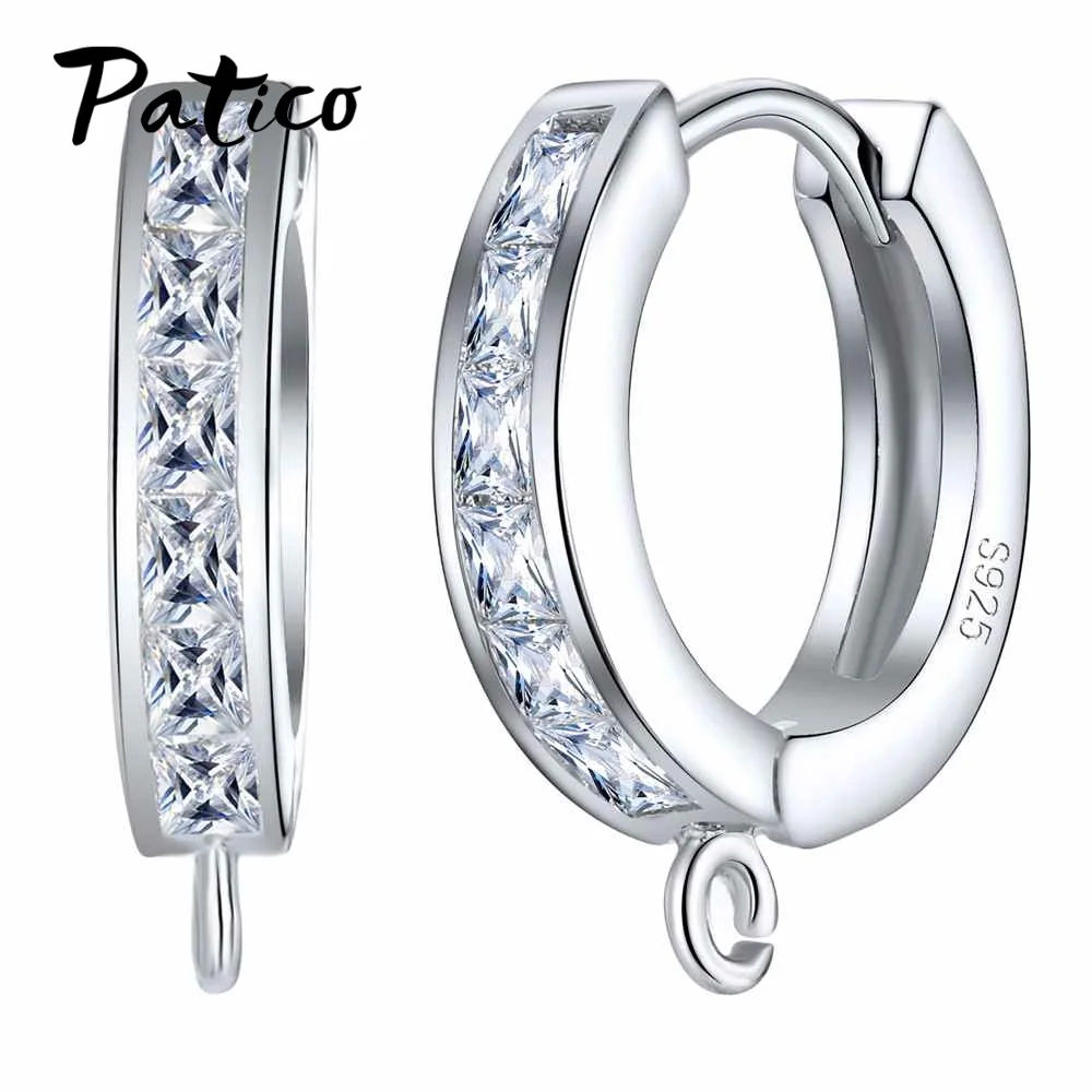 Серьги кольца с цирконием серебро 925 пробы|jewelry accessories|making jewelrycubic zirconia |