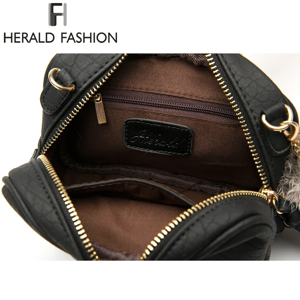 Herald Fashion Скраб Женская сумка мессенджер с меховым помпоном маленький клатч через