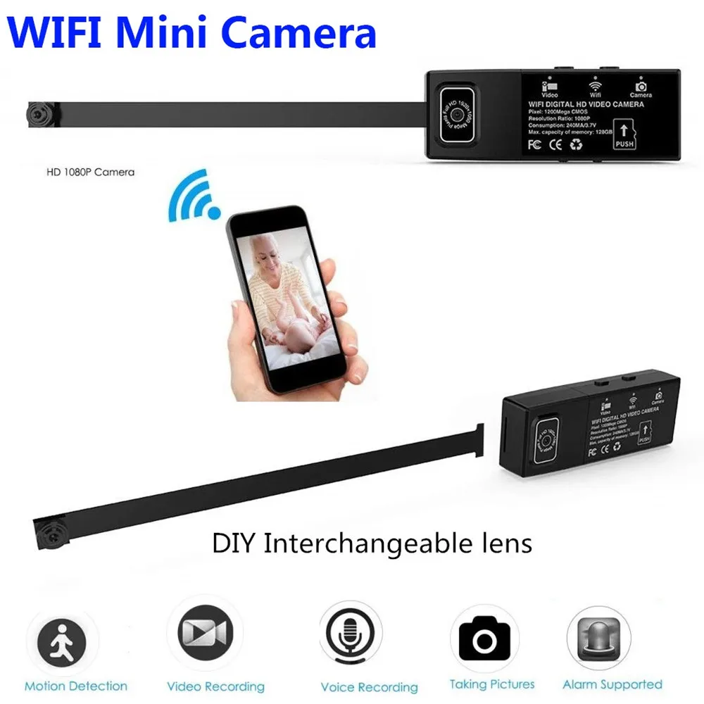 Full HD 1080P Мини Wifi камера с двойным объективом, беспроводной пульт дистанционного управления, мини видеокамера, видео регистратор, TF карта для IOS, Android, Windows