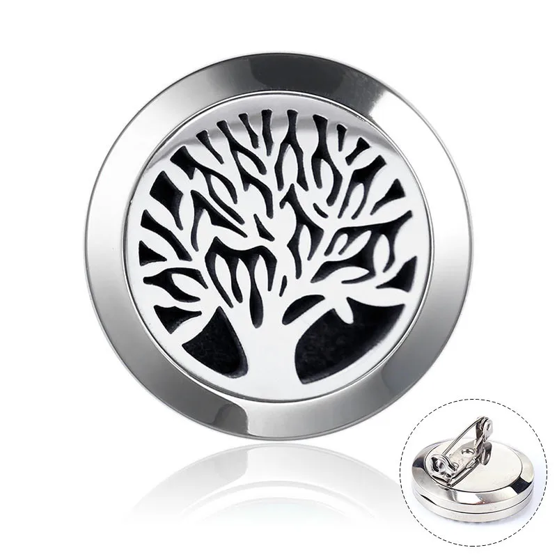 brooch 11 Дерево жизни эфирное масло диффузор Броши Кристалл ароматерапия диффузор нержавеющая сталь магнитный Медальон цветочный ароматизатор брошь - Окраска металла: brooch 11
