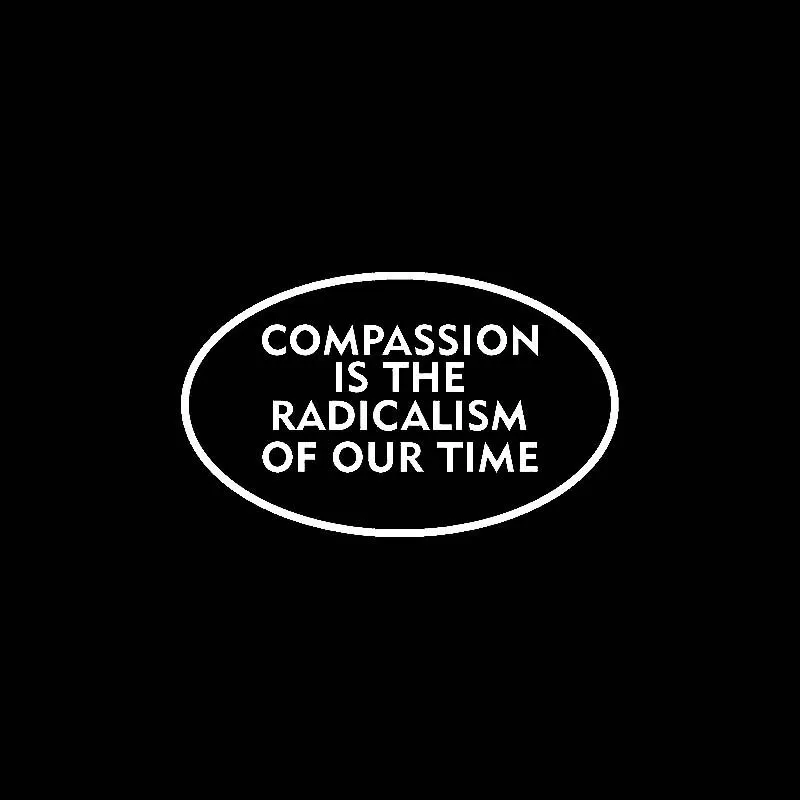 QYPF 17.8CM*10.7CM Compassion Is The Radicalism Of Our Time Yin Yang Vinyl Car Motorcycle Sticker Decal Black Sliver C17-000173 |