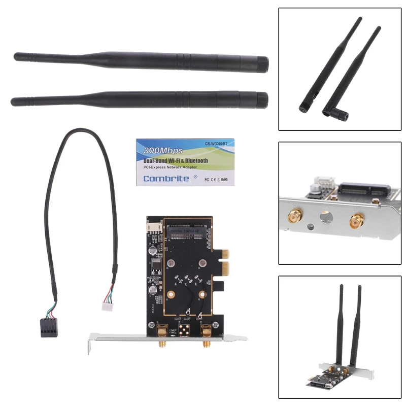 Mini BCM4352 867 Мбит/с + Bluetooth BT 4 0 802.11AC/BGN PCI E адаптер для настольного ПК с Wi Fi антеннами| |