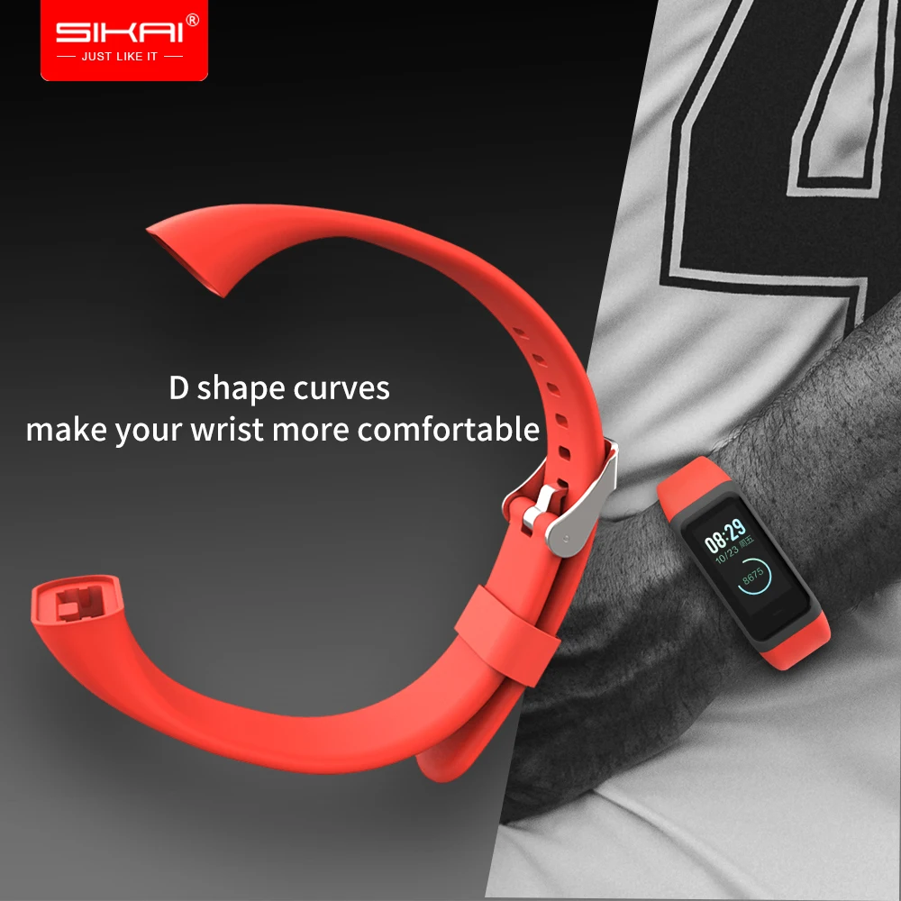 SIKAI silicone loop strap for Amazfit Cor 2 Wrist Strap Replaced Midong bracelet Band Xiaomi Huami Amazift A1712 Wristband | Электроника