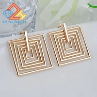 light gold fashion shallow hollow square earrings exquisite earrings five geometric squares