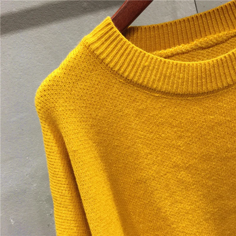 Weinsky Casual Women Knitted Sweaters And Pullovers Ladies Autumn Winter 2018 Korean Oversized Long Yellow White | Женская одежда