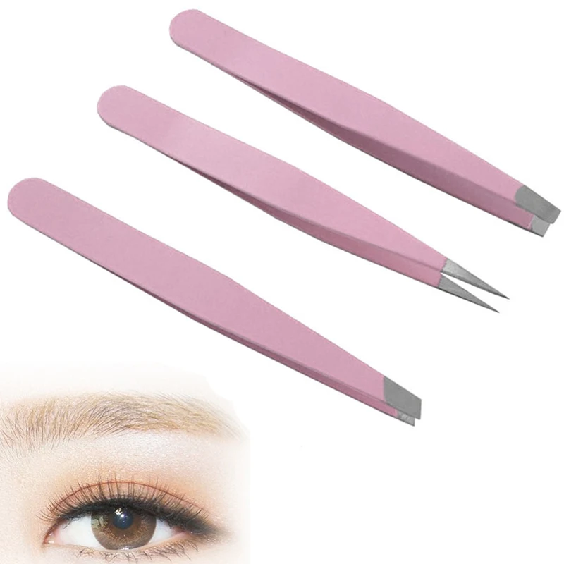 Stainless Steel Eyebrow Tweezers Wenkbrauw Tweezer Set Slant Tip/punt Tip/flat Tip Beauty M03468 | Красота и здоровье