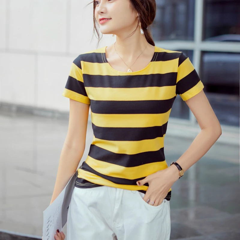 

2019 summer new women's half-sleeved slim slimming casual fashion home bottoming shirt short-sleeved cotton T-shirt female