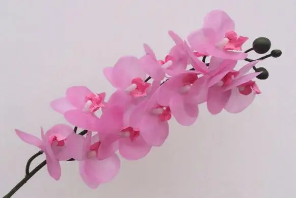 pink MINI Real touch 12 головок Искусственные, силиконовые орхидеи бабочки оптом маленькие войлочные латексные цветы свадебные декоративные фаленопсис - Цвет: pink