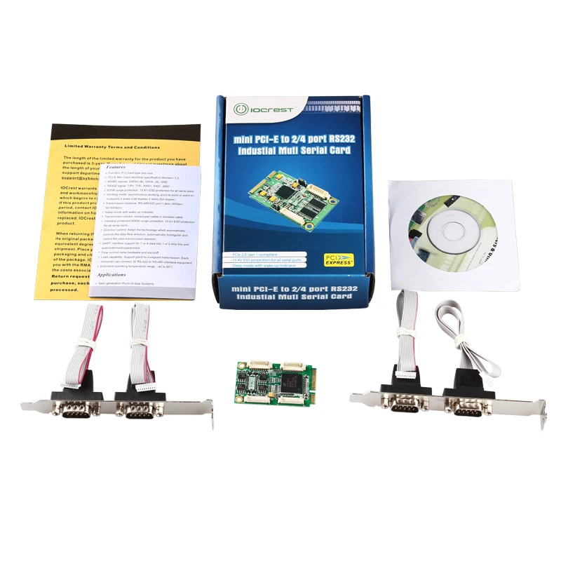 Высокоскоростная мини PCI-Express Поворотная 4 порта RS422 RS485 промышленная карта