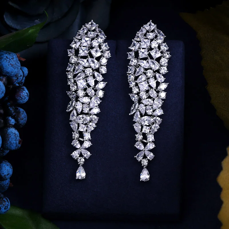 JaneKelly прозрачный Цирконий 2017 новые модные серьги с цирконием кубической огранки