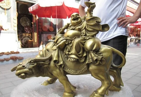 11 &quotКитайский народный латунный изысканные деньги Maitreya Rohan сидят на крупном