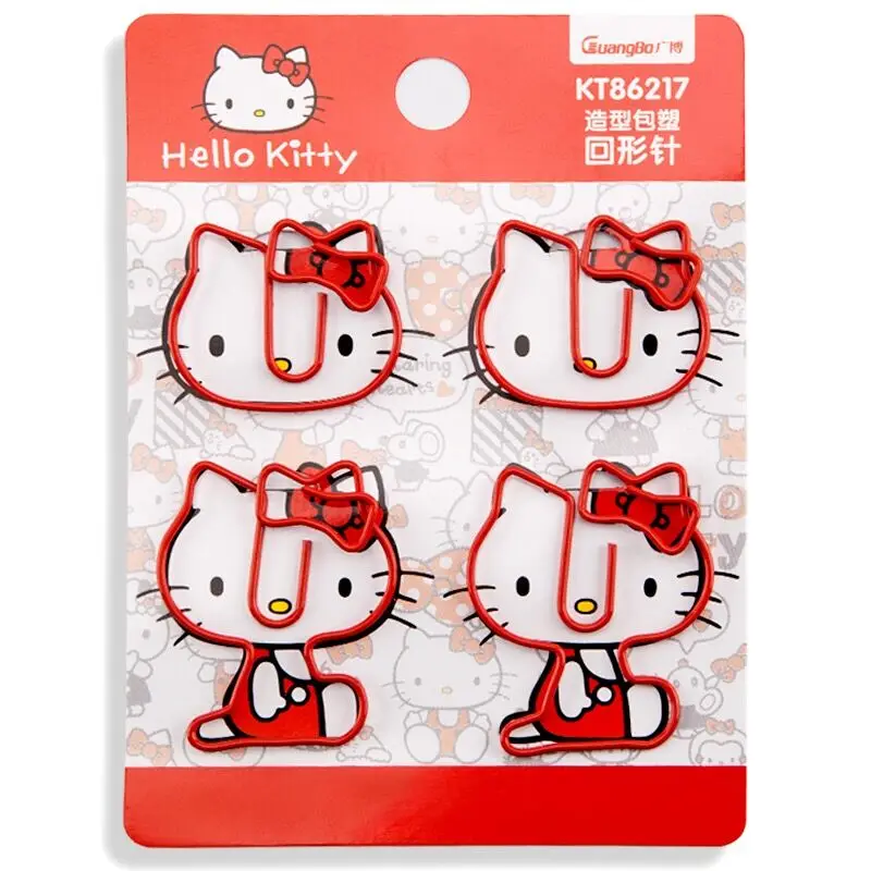 4 шт./упак. рисунок «Hello Kitty» мультфильм металлический Бумага клип креативная Закладка Украшение Аксессуары канцелярские принадлежности для школьных канцелярских товаров G41 - Цвет: Красный